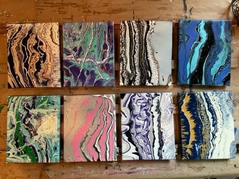 Acrylic pour art is a good activity for adult groups
